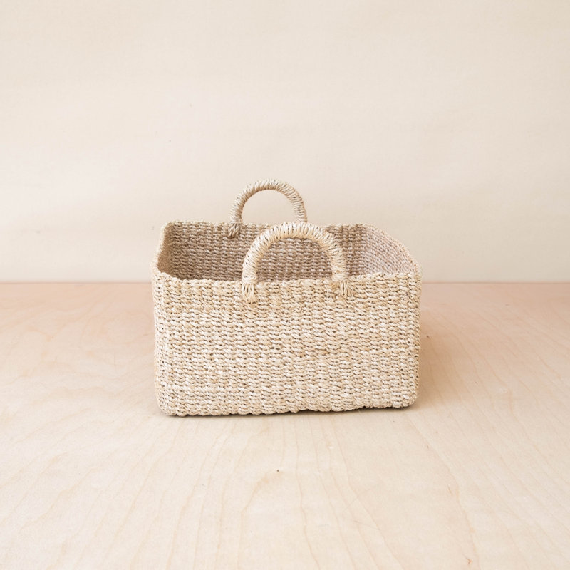 Natural Square Tabletop Basket with Handles