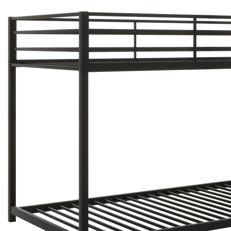 Bunk Bed Low Bunk Bed With Ladder, Black, Twin Over Twin