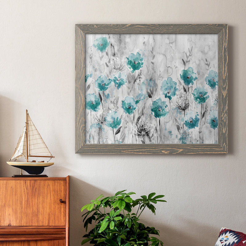 Poppy Garden - Peinture sur toile encadrée, H 24 po x l 18 po x P 1,5 po, Gris