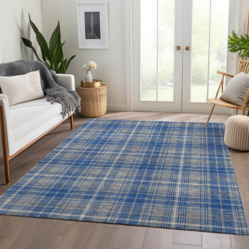 Tapis écossais de qualité supérieure lavable à la machine Lyndhurst AMF993, Rectangle 9 pi x 12 pi