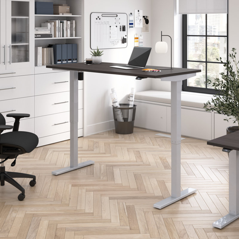 Bureau pour travailler debout à hauteur réglable, Gris tempête / gris métallique froid, l 59,45 po x P 29,37 po