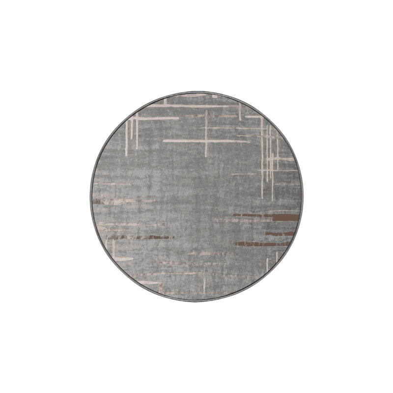 Machine Washable Gray Area Rug, Round 5'