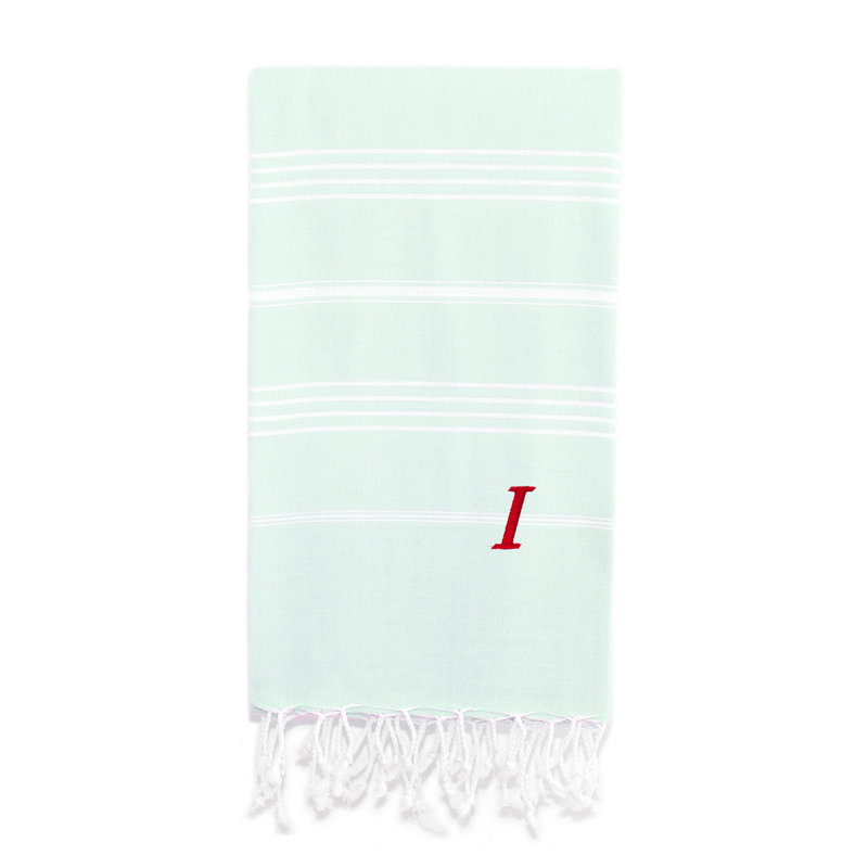 Serviette de plage 100% coton Pestemal Lucky, I, Vert clair / blanc