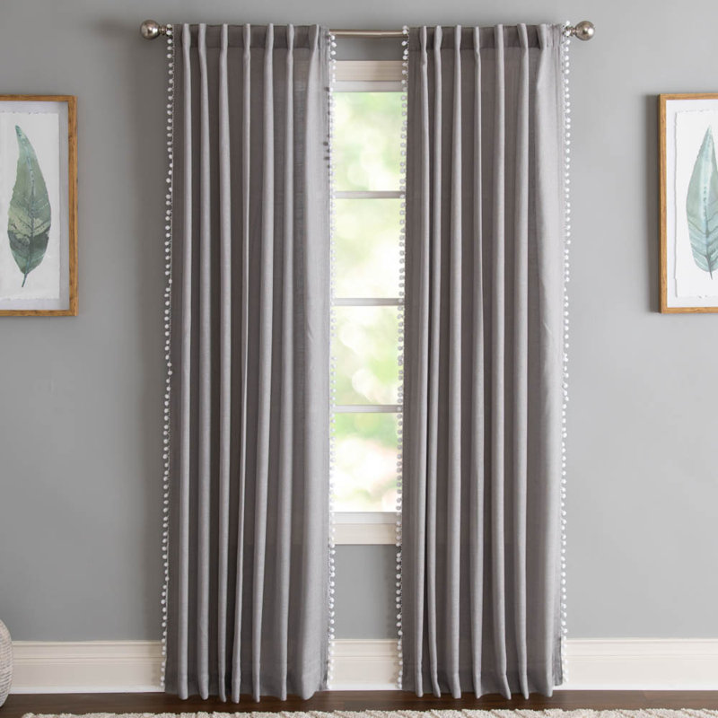 Wyola Polyester/Linen Light-Filtering Curtain Panel with Rod Pocket Top, 50" W x 63" L, Gray