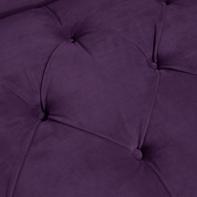 Chaise longue à accoudoirs roulés Angelica, Velours aubergine classique