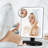 Black Larged LED Lighted 10X Magnifying Portable Tabletop Makeup Vanity Mirror-1748232885