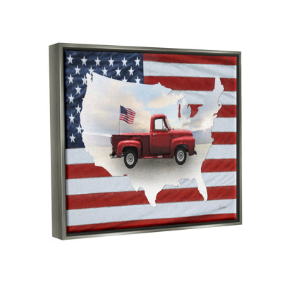 «Latitude Run® Farmhouse American Flag», art mural encadré par Lori Deiter