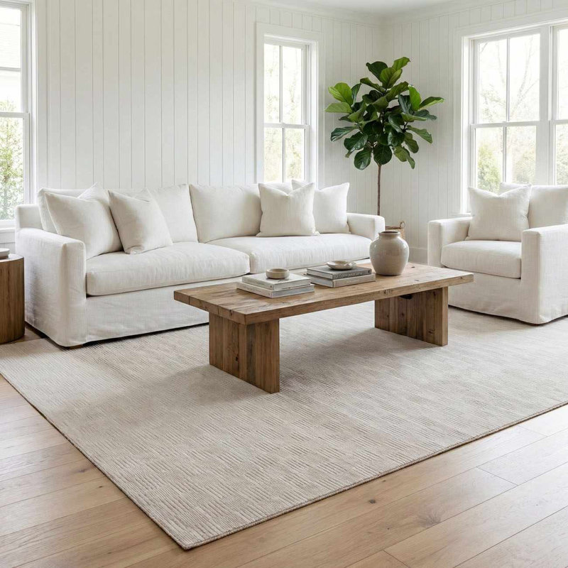 Tapis crème / blanc cassé lavable à la machine Chuby, Blanc cassé / blanc, Rectangle 7 pi 10 po x 10 pi
