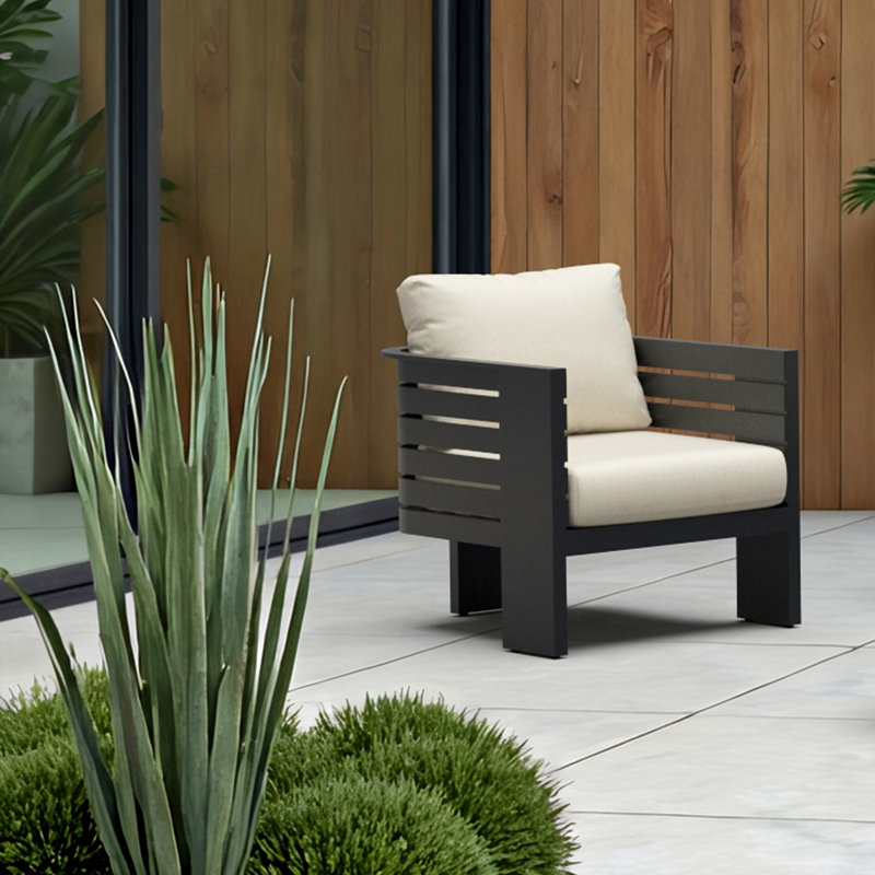 Ari 2 Piece Olefin Outdoor Patio Club Chairs - Olefin Linen, Olefin Linen