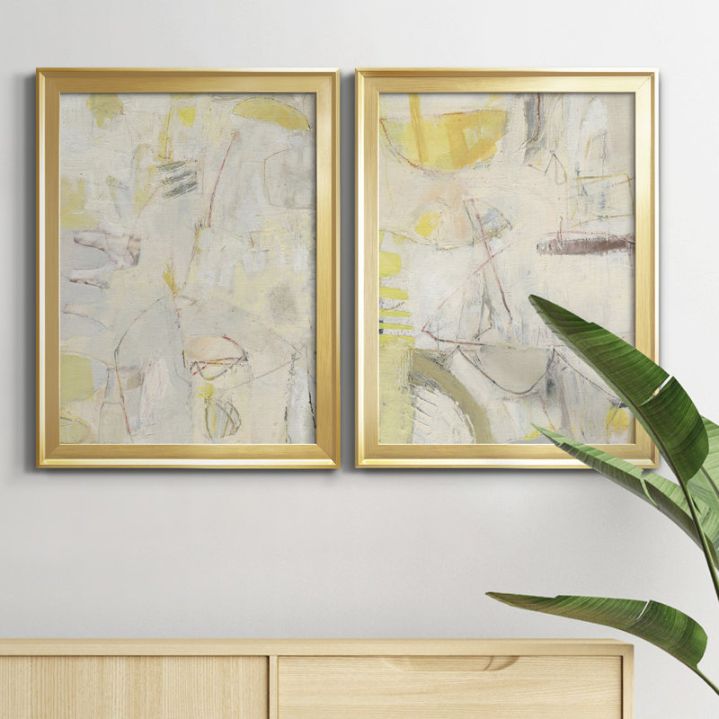 Fizgig II - ensemble de 2 peintures sur toile encadrées, H 30,5 po x l 45 po x P 1 po, Or