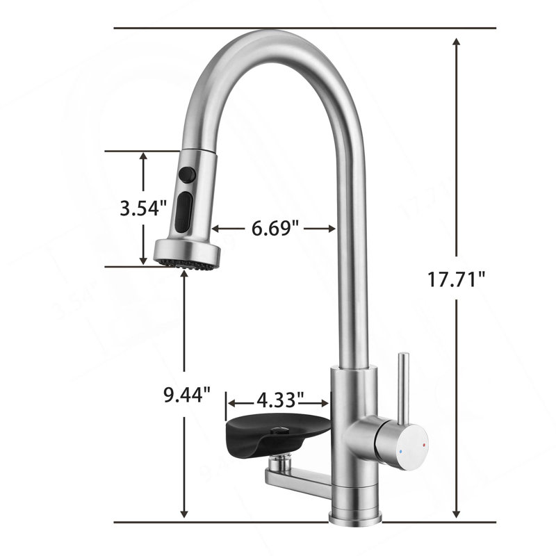 Modern 3-in-1 High-Arc Pull-Down Sprayer Kitchen Faucet with 3 Function Spray Mode & Press-Type Glass Rinser, Brushed Nickel