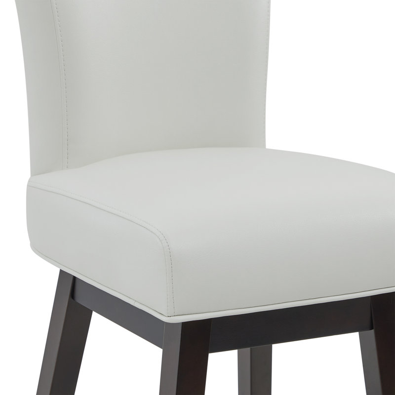 Tabouret de bar et de comptoir pivotant Elora, Similicuir blanc grainé, Tabouret de bar (siège d'une hauteur de 30 po)