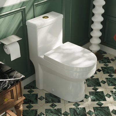 Liberty Compact Toilet, Modern One-Piece Round Toilet with Dual Flush, Easy Cleaning Fully Skirted Design(Seat Included)