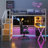 Twin Size Metal Loft Bed with LED Lights, Built-in Workstation, Wardrobe and Storage Staircase, White-2095812320