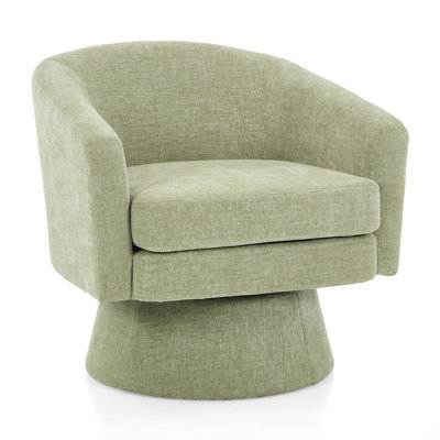 Chenille Swivel Accent Chair, 360°Rotating Barrel Chair by Latitude Run