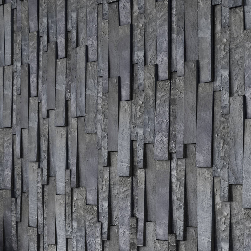 Lignes linéaires 6 po x 12 po Carrelage mural en quartzite, Noir sombre