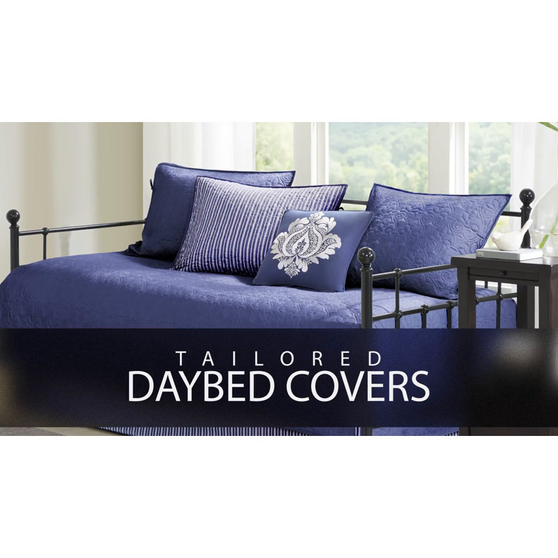 Aqua and Gray Floral Reversible Microfiber Daybed Set