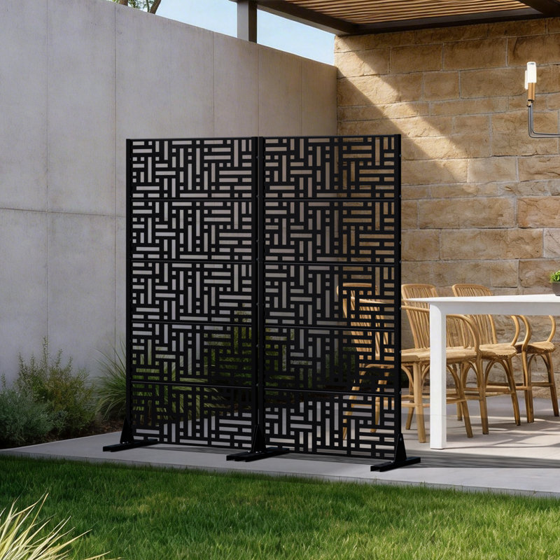 Panneau de clôture en métal pour l'extérieur, 59" H x 60" W x 16" D, Noir