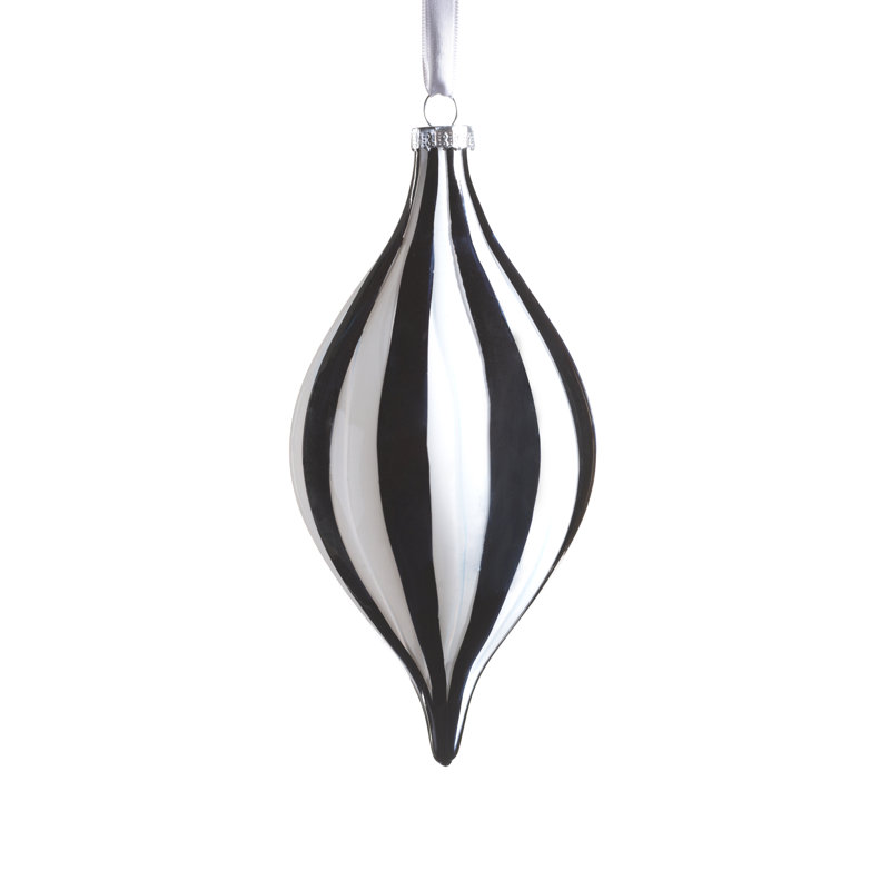 Ensemble d'ornement en verre 8 pièces à rayures monochromes, losange, H 6,5 po x l 3,25 po x P 3,25 po