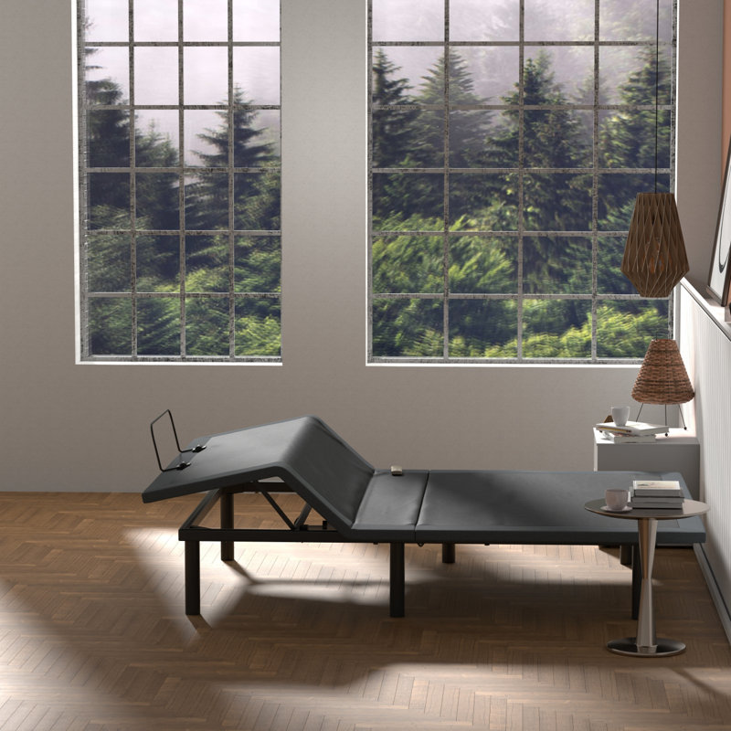 Base de lit ajustable avec dessus de lit double OS4 noir et gris avec réglages de la tête et des pieds