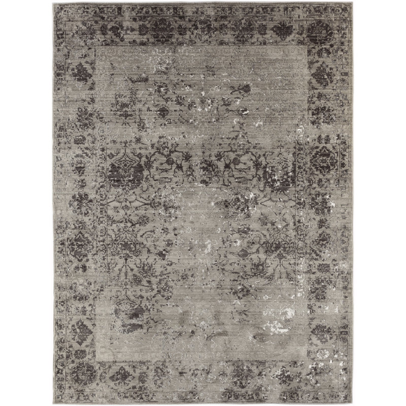 Candace Traditional Bordered Premium Polyester High-Low Performance Area Rug, Rectangle 2' x 3' 3"