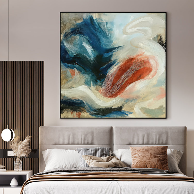 Extra Large Wall Art Fabric Print - Abstract Minimalist Modern Artwork Artwork Decor for Living Room or Bedroom - "Frame Assembly Required (Unfinished Frame)"