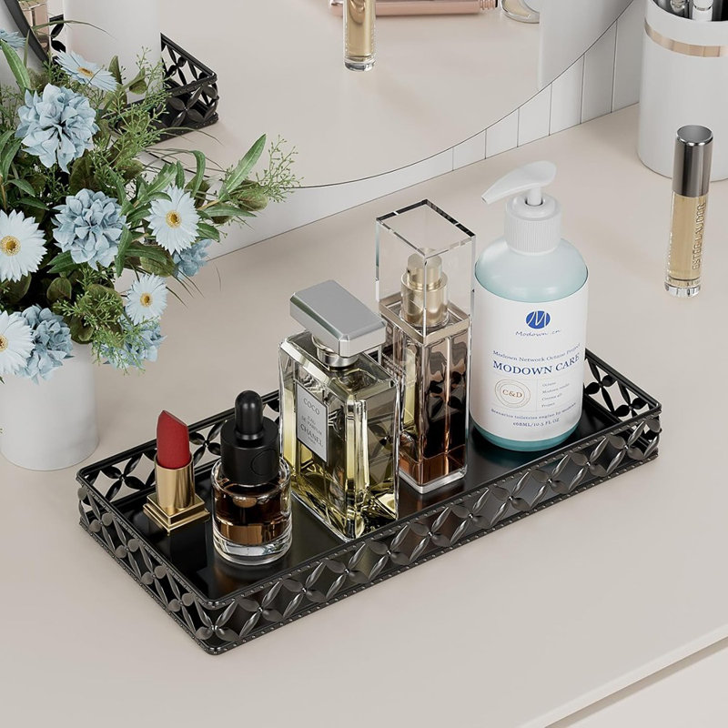 Decorative Bathroom Countertop Tray Organizer For Cosmetics And Accessories