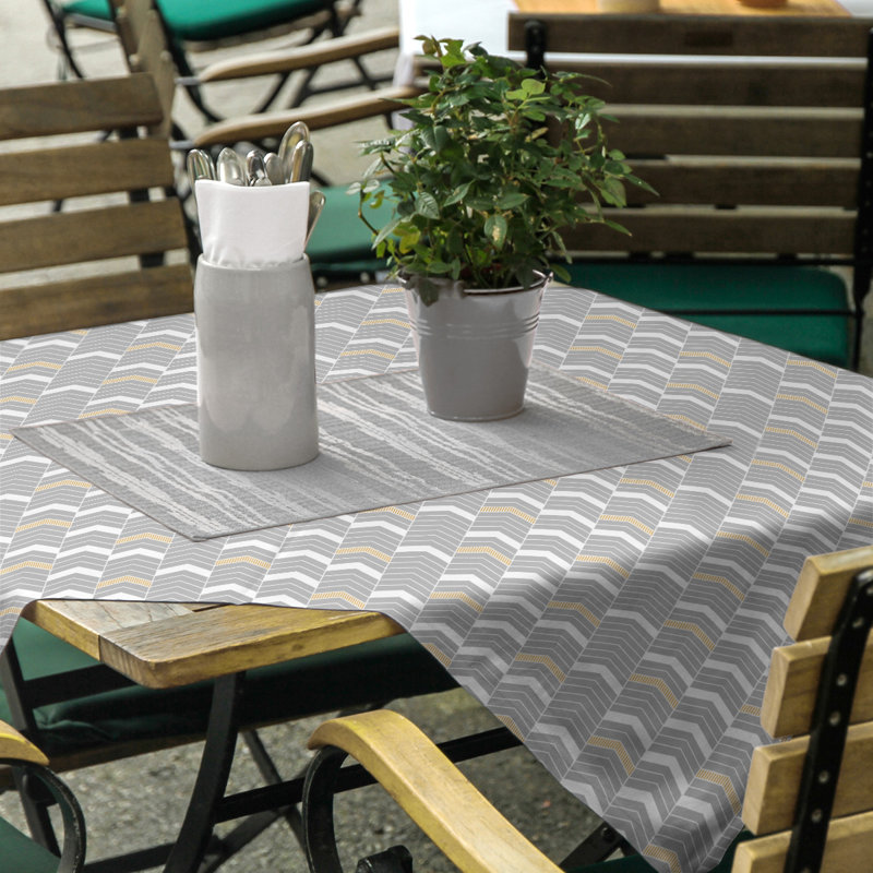 Festive Hol Tablecloth, 58" L x 58" W, Gray/Gold
