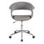Chaise de bureau en bois de noyer et tissu gris clair-131452430