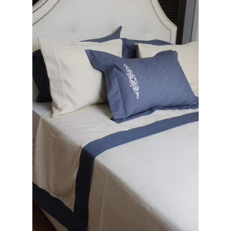Couvre-lit en mélange de coton bleu, Couvre-lit pour grand lit