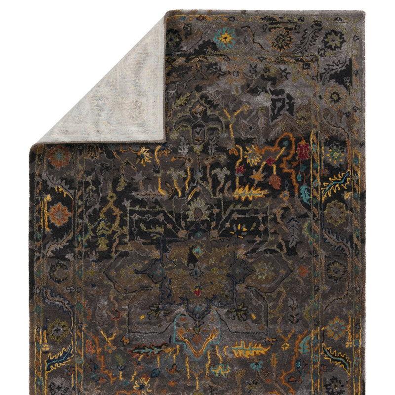 One-of-a-Kind Buchan Hand-Knotted New Age 5' x 8' Viscose Area Rug in Dark Green, Rectangle 8' x 10'