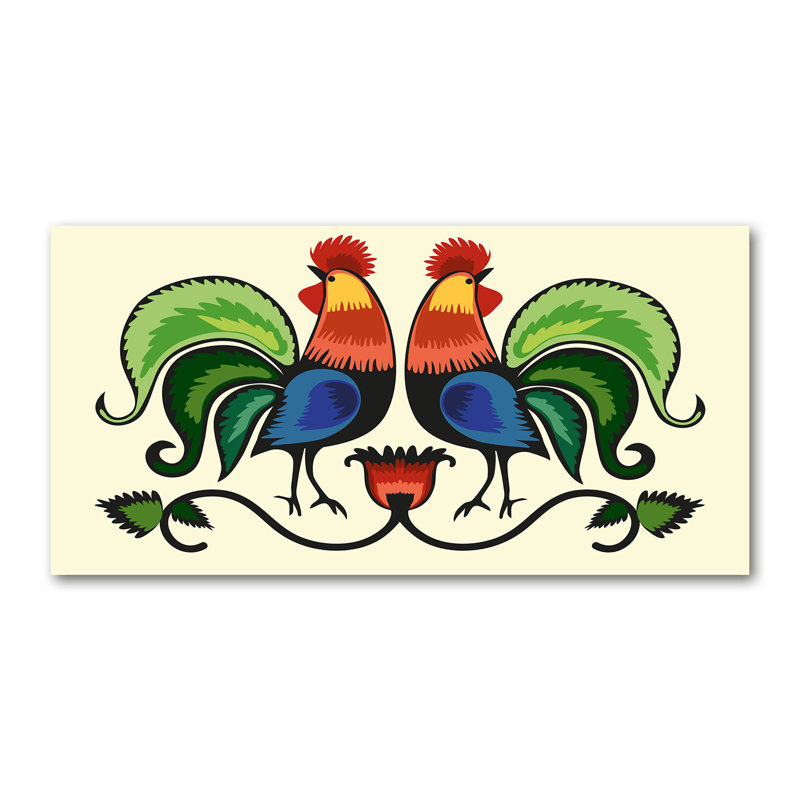 Roosters Folk - Wrapped Canvas Art Prints