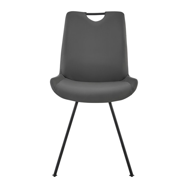 Chaise de salle à manger Newington en finition thermolaquée grise et similicuir gris