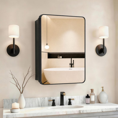 16"x 20" Recessed or Surface Medicine Cabinet Mirror with Adjustable Shelves