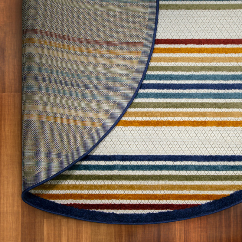 Floraville Striped Indoor Rug, Round 5'3"