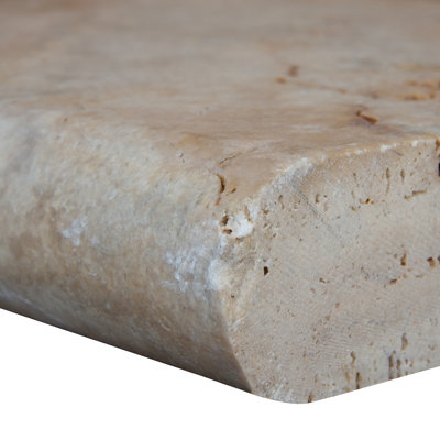 Marzana Aurelia 12 in. x 24 in. x 2 in. Brushed Travertine Pool Coping (2 sq. ft./unit, 1 Piece)