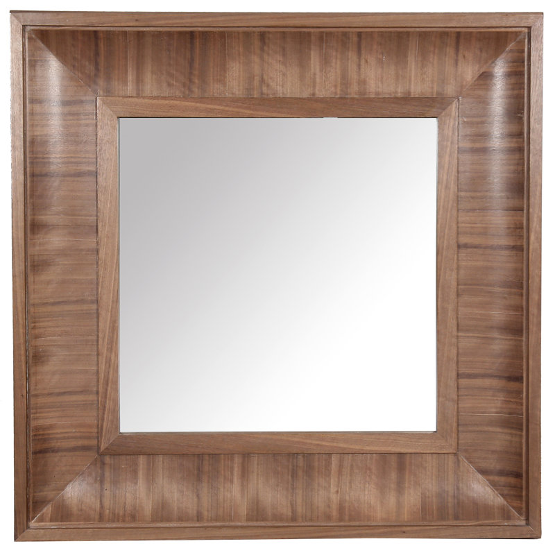 Miroir Kaya, Carrée, Noyer, 42,5 po x 42,5 po