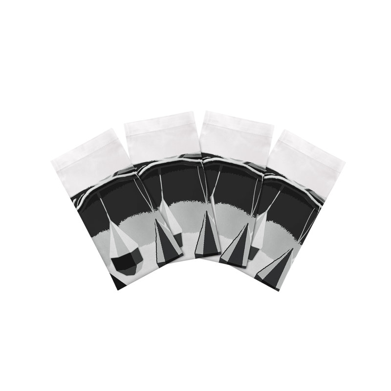 Ornaments Cotton Sateen Dinner Napkins, Black/White