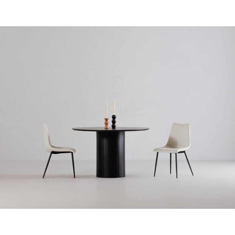 Povera Round Solid Wood Dining Table, Black
