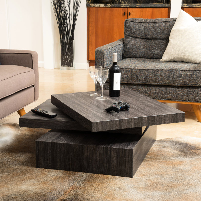 Table basse rotative noire, décorative et fonctionnelle, profondeur de 32,34 po, largeur de 24,07 po, hauteur de 12,81 po, table rotative de 70,3 lb P x P H, Lb, pièce décorative pour la maison