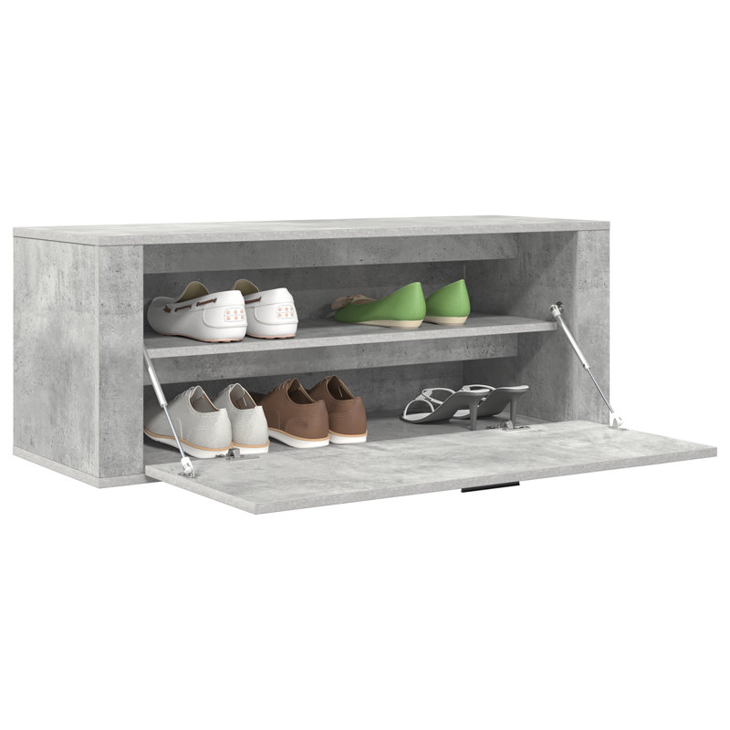 6 Pair Shoe Storage Cabinet, Concrete Grey