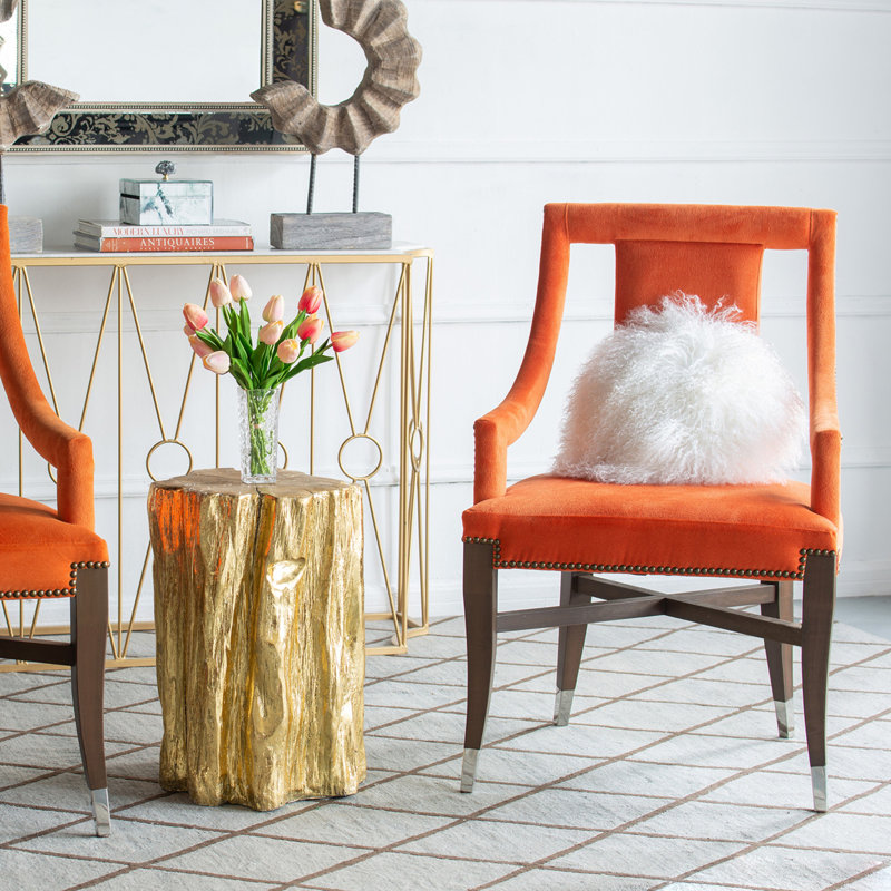 Fauteuil Hazlehurst, Velours orange, Brun