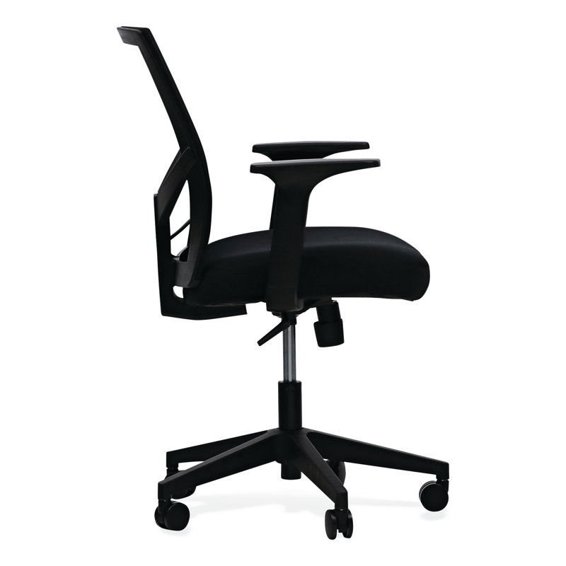Black Mesh and Fabric Adjustable Task Chair with Fixed Arms