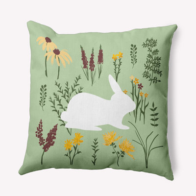 Spring Meadow Bunny  Indoor/Outdoor Throw Pillow
