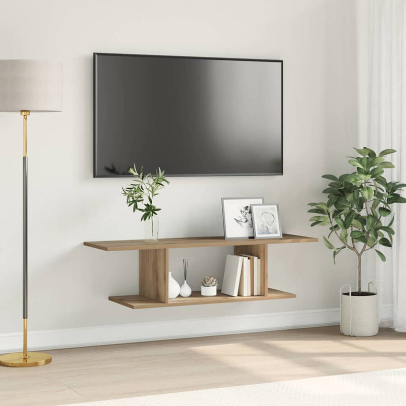 TV Cabinet Engineered Wood, 26.5cm H x 103cm L x 30cm W, Natural