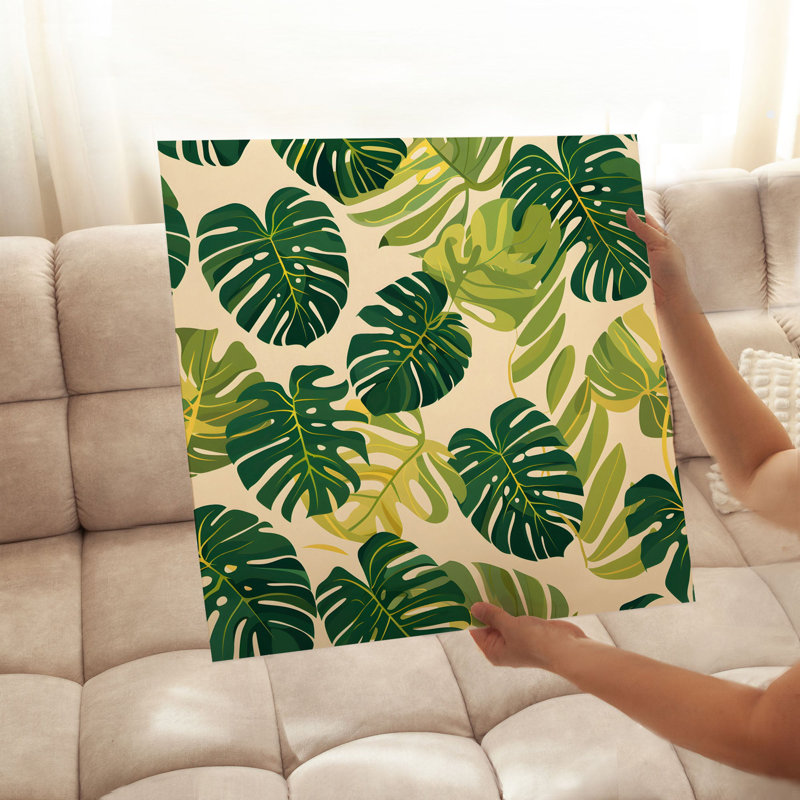 «Botanical Monstera Leaves», impression d'art tropical sans cadre, H 16 po x l 16 po