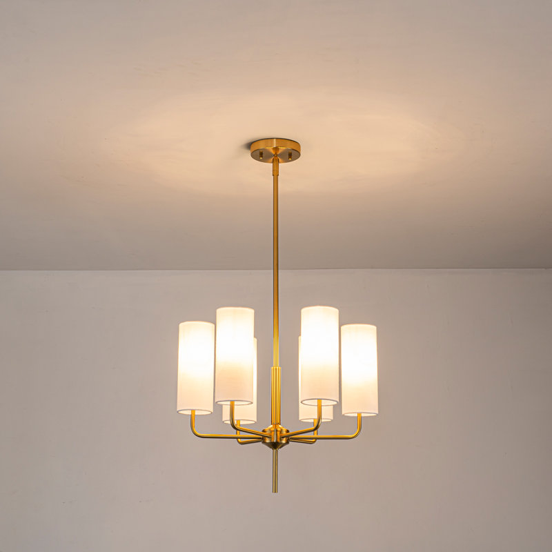 6 - Light Classic / Traditional Chandelier With Fabric Shades