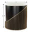Table de bout cylindrique 22 po en fer et bois marbré blanc et noir