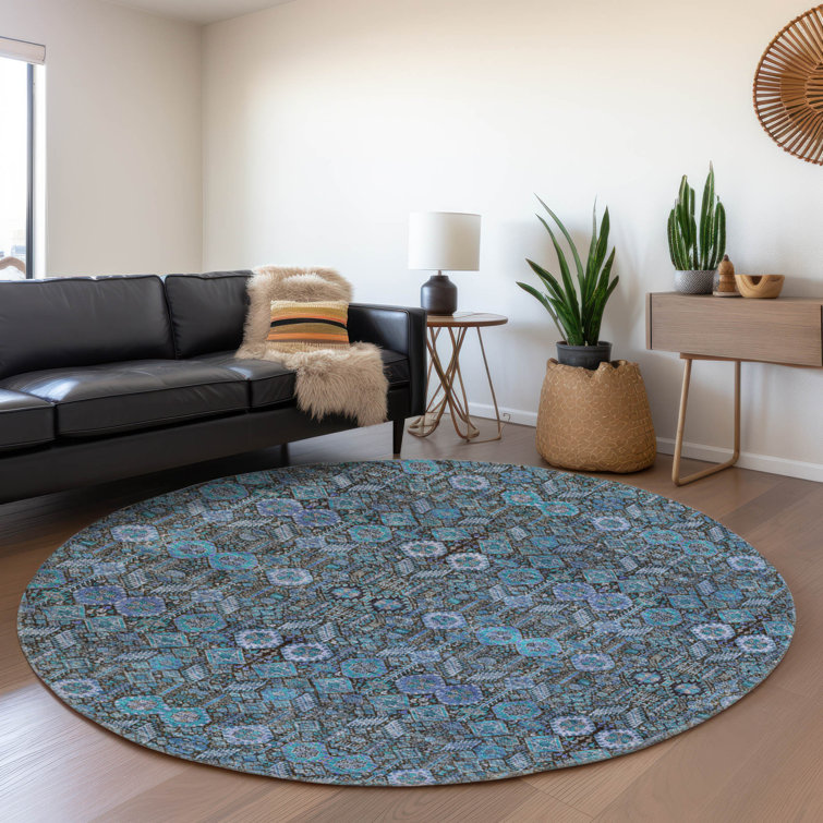 Premium Machine Washable Cerrito AMF574 Teal Rug