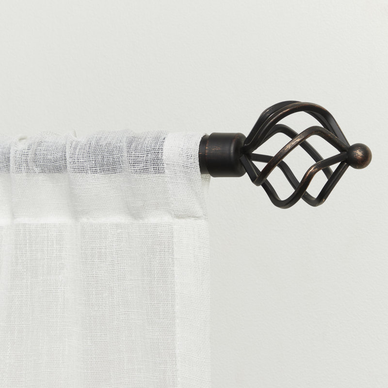 Matte Bronze Adjustable Curtain Rod with Twisted Finials